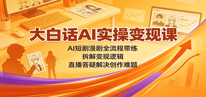 大白话AI实操变现课：AI短剧漫剧全流程带练，拆解变现逻辑，直播答疑解决创作难题-翌晨科技网