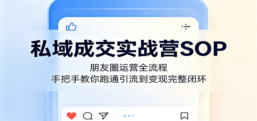 私域成交实战营SOP:朋友圈运营全流程,手把手教你跑通引流到变现完整闭环-翌晨科技网