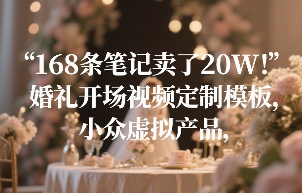 168条笔记卖了20W！婚礼开场视频定制模板，小众虚拟产品-翌晨科技网