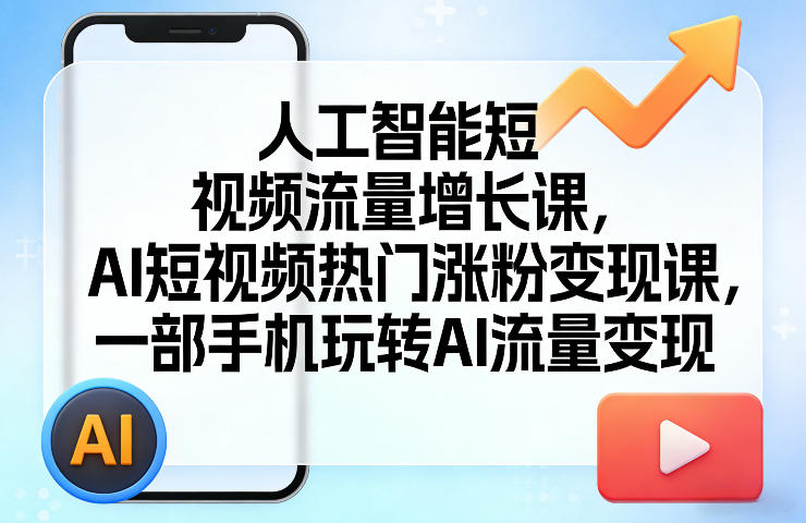 人工智能短视频流量增长课，AI短视频热门涨粉变现课，一部手机玩转AI流量变现-翌晨科技网