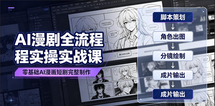 AI漫剧全流程实操实战课｜零基础AI漫画短剧完整制作、脚本出图成片全链路落地教程-翌晨科技网
