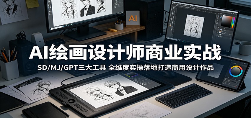 AI绘画设计师商业实战：SD/MJ/GPT三大工具，全维度实操落地打造商用设计作品-翌晨科技网