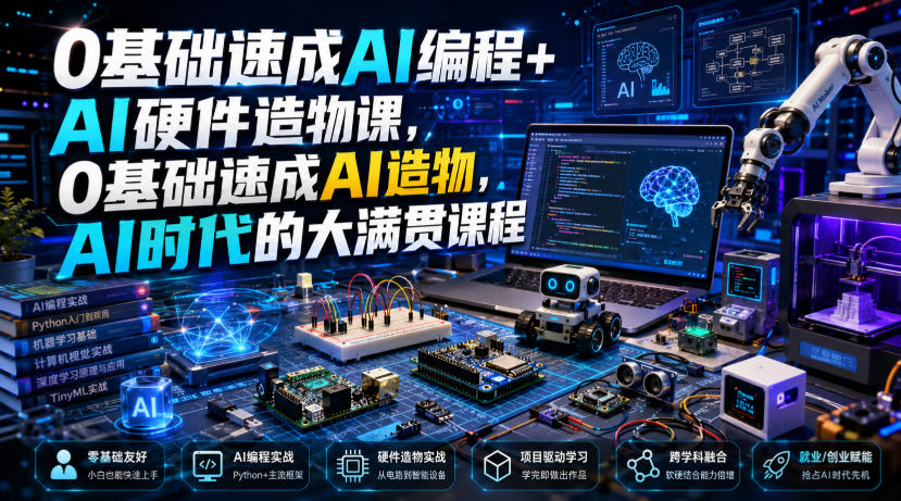 0基础速成AI编程+AI硬件造物课，0基础速成AI造物，AI时代的大满贯课程-翌晨科技网