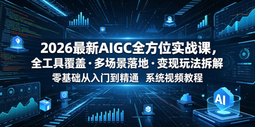 2026最新AIGC全方位实战课，全工具覆盖・多场景落地・变现玩法拆解，零基础从入门到精通系统视频教程-翌晨科技网
