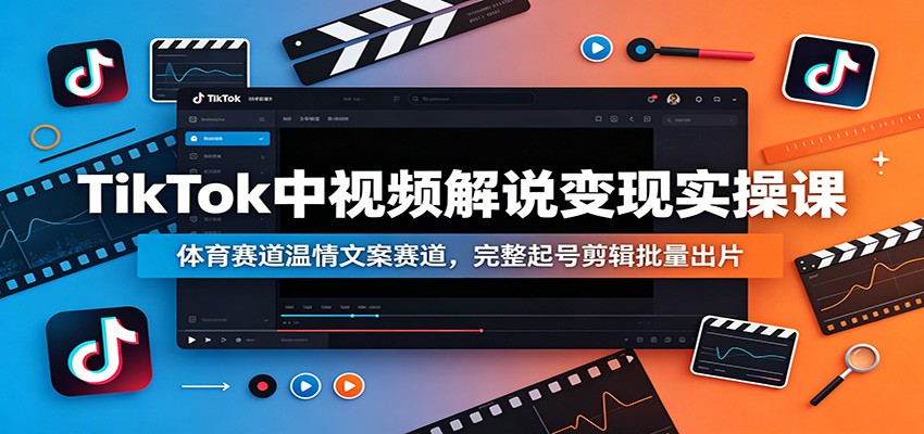 TikTok中视频解说变现实操课：体育赛道温情文案赛道，完整起号剪辑批量出片-翌晨科技网