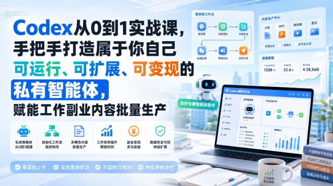 Codex从0到1实战课，手把手打造属于你自己可运行、可扩展、可变现的私有智能体，赋能工作副业内容批量生产-翌晨科技网