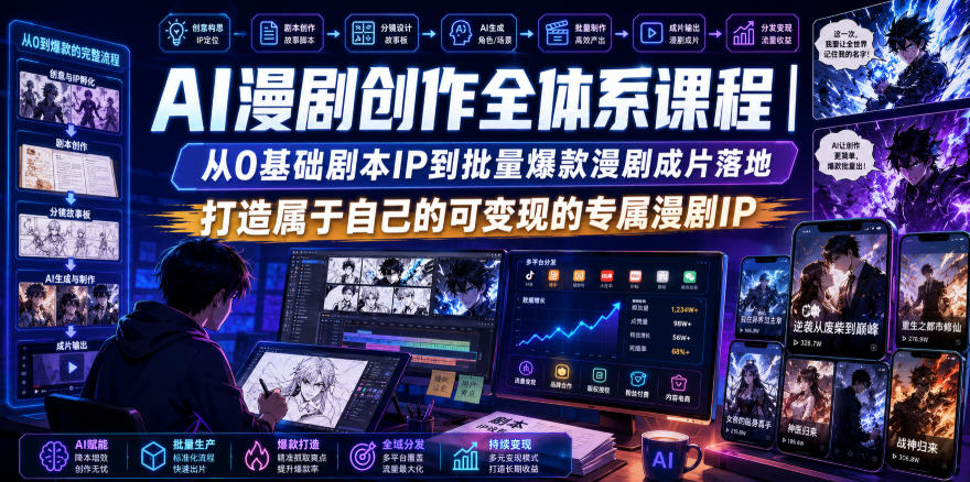 AI漫剧创作全体系课程｜从0基础剧本IP到批量爆款漫剧成片落地，打造属于自己的可变现的专属漫剧IP-翌晨科技网