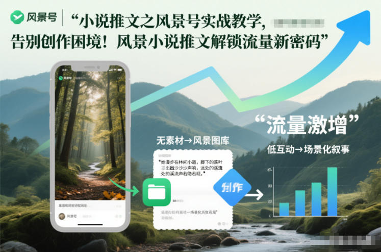 小说推文之风景号实战教学，告别创作困境！风景小说推文解锁流量新密码-翌晨科技网