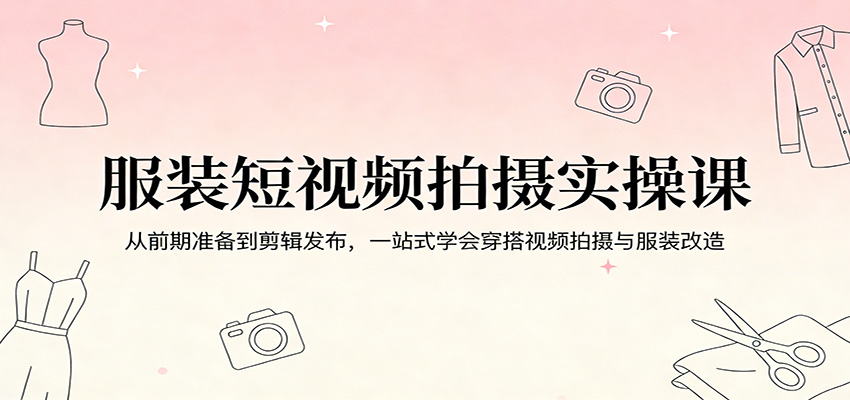 服装短视频拍摄实操课：从前期准备到剪辑发布，一站式学会穿搭视频拍摄与服装改造-翌晨科技网