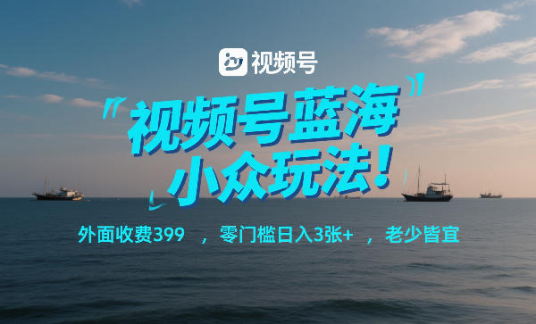 视频号蓝海小众玩法!外面收费399,零门槛日入3张+,老少皆宜-翌晨科技网