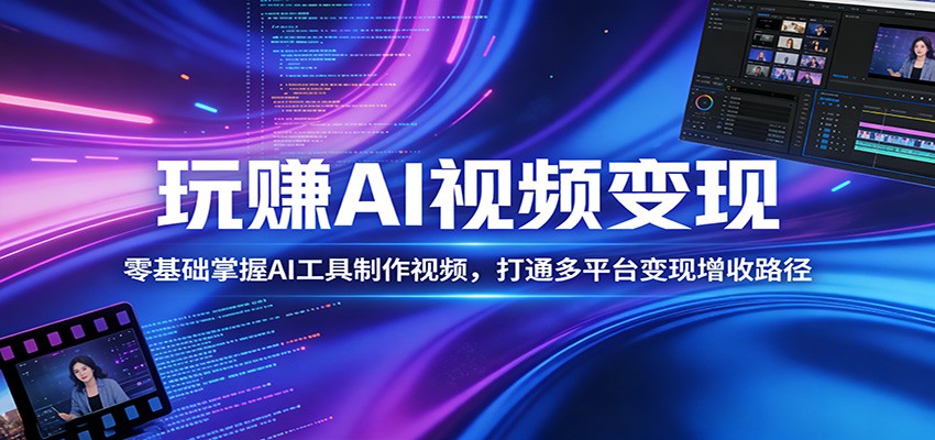 玩赚AI视频变现，零基础掌握AI具制作视频，打通多平台变现增收路径-翌晨科技网