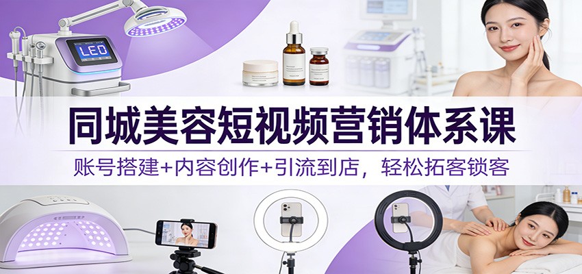 同城美容短视频营销体系课：账号搭建+内容创作+引流到店，轻松拓客锁客-翌晨科技网