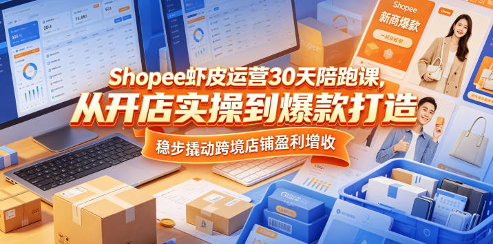 Shopee虾皮运营30天陪跑课，从开店实操到爆款打造，稳步撬动跨境店铺盈利增收-翌晨科技网