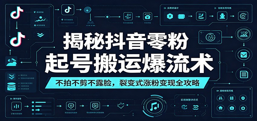 揭秘抖音零粉起号搬运爆流术：不拍不剪不露脸，裂变式涨粉变现全攻略-翌晨科技网
