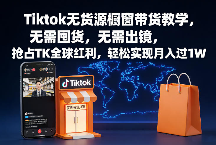 Tiktok无货源橱窗带货教学，无需囤货，无需出镜，抢占TK全球红利，轻松实现月入过1W-翌晨科技网