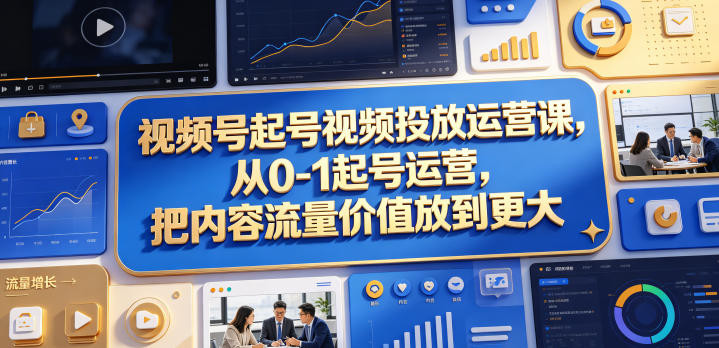 视频号起号视频投放运营课，从0-1起号运营，把内容流量价值放到更大-翌晨科技网