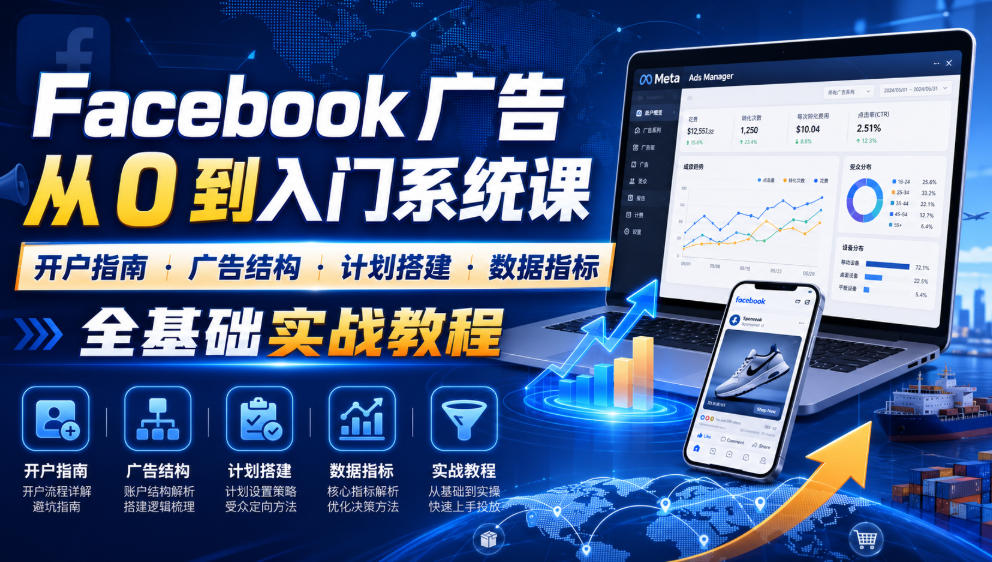Facebook广告新手从0到入门系统课｜开户指南・广告结构・计划搭建・数据指标全基础实战教程-翌晨科技网