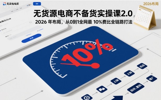 无货源电商不备货实操课2.0，2026年布局，从0到1全网最低10%费比全链路打法【更新26年5月】-翌晨科技网