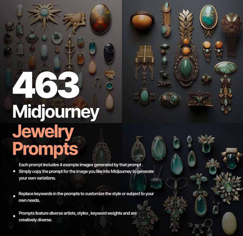 图片[2]-460+专业Midjourney珠宝摄影AI提示词戒指，项链-耳环-手链-宝石等，立即开始创作珠宝艺术-翌晨科技网