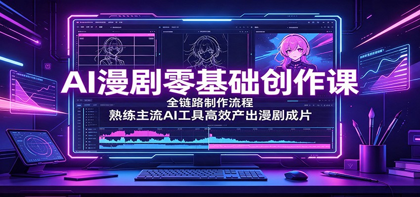 AI漫剧零基础创作课：全链路制作流程，熟练主流AI工具高效产出漫剧成片-翌晨科技网