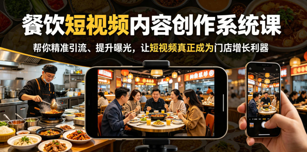 餐饮短视频内容创作系统课，帮你精准引流、提升曝光，让短视频真正成为门店增长利器-翌晨科技网