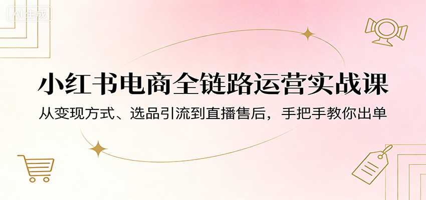 小红书电商全链路运营实战课：从变现方式、选品引流到直播售后，手把手教你出单-翌晨科技网