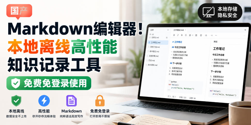 国产Markdown编辑器！本地离线高性能知识记录工具，免费免登录使用-翌晨科技网