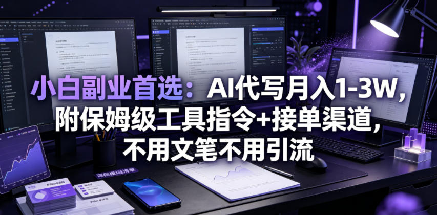 小白副业首选：AI代写月入1-3W，附保姆级工具指令+接单渠道，不用文笔不用引流【揭秘】-翌晨科技网
