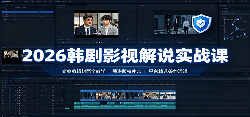 2026韩剧影视解说实战课：文案剪辑封面全教学，规避版权冲击平台精选签约通道-翌晨科技网