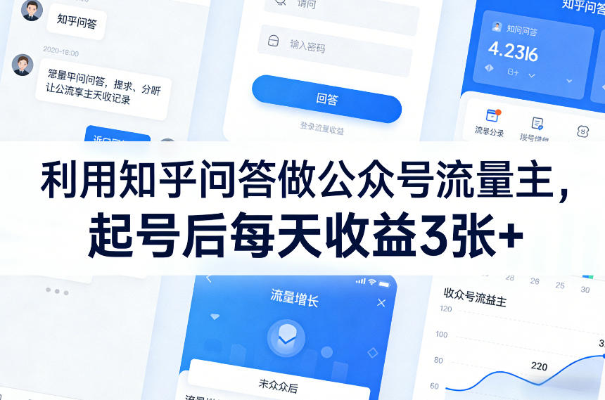 利用知乎问答做公众号流量主，起号后每天收益3张+-翌晨科技网
