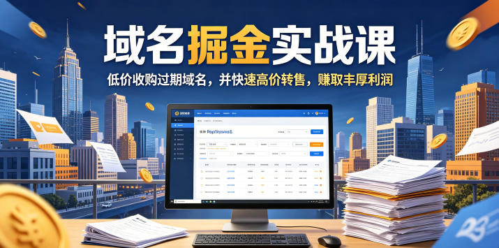 域名交易掘金实战课，低价收购过期域名，并快速高价转售，賺取丰厚利润【原创双语字幕】-翌晨科技网