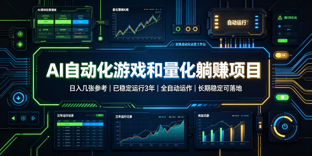 AI自动化游戏和量化躺赚项目，日入几张，已稳定运行3年，全自动运作，长期稳定可落地【揭秘】-翌晨科技网