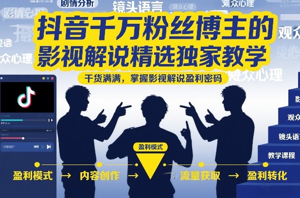 抖音千万粉丝博主的影视解说精选独家教学，干货满满，掌握影视解说盈利密码-翌晨科技网