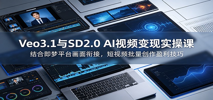 Veo3.1与SD2.0 AI视频变现实操课课：结合即梦平台画面衔接，短视频批量创作盈利技巧-翌晨科技网
