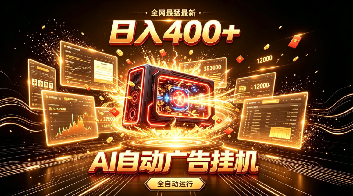 全网最猛最新的AI自动广告挂G，狠收益日入400+，真正做到躺賺式变现【揭秘】-翌晨科技网