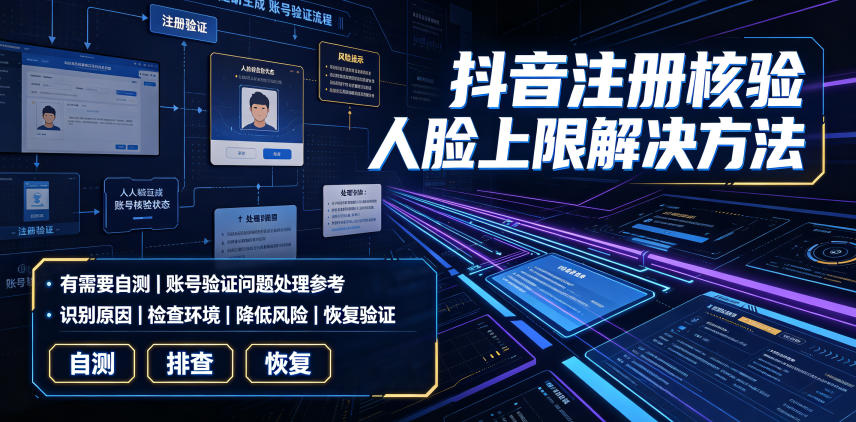 抖音注册核验人脸上限解决方法,有需要自测-翌晨科技网