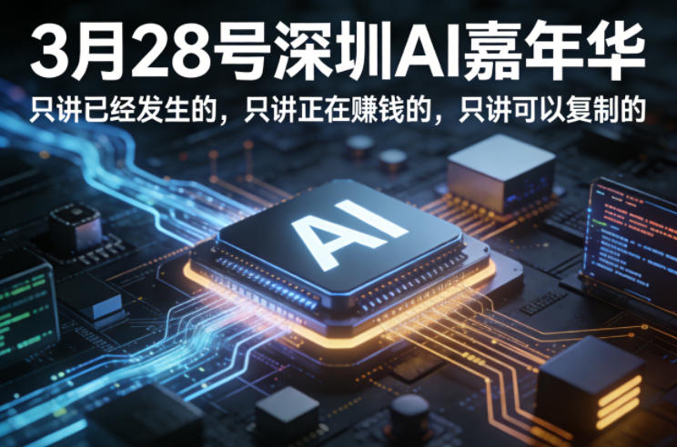 3月28号深圳AI嘉年华，只讲已经发生的，只讲正在賺钱的，只讲可以复制的-翌晨科技网