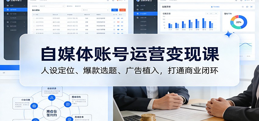 自媒体账号运营变现课：人设定位、爆款选题、广告植入，打通商业闭环-翌晨科技网