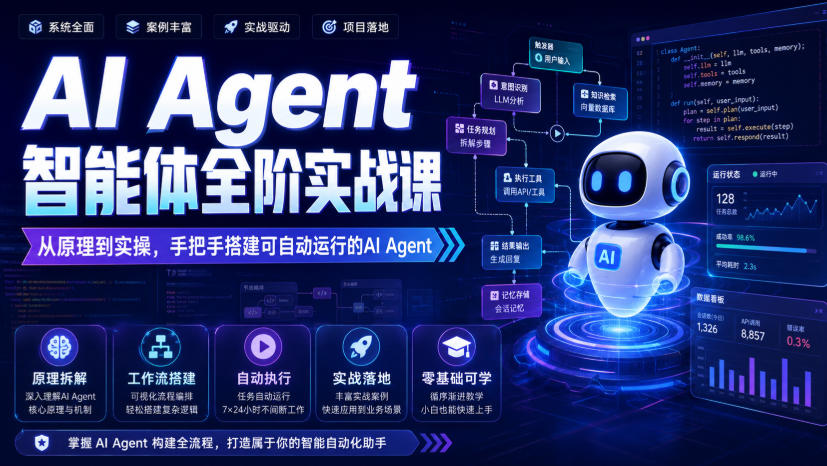 AI Agent智能体全阶实战课，从原理到实操，手把手搭建可自动运行的AI Agent-翌晨科技网