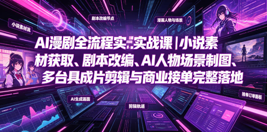 AI漫剧全流程实战课｜小说素材获取、剧本改编、AI人物场景制图、多工具成片剪辑、平台付费变现与商业接单完整落地-翌晨科技网
