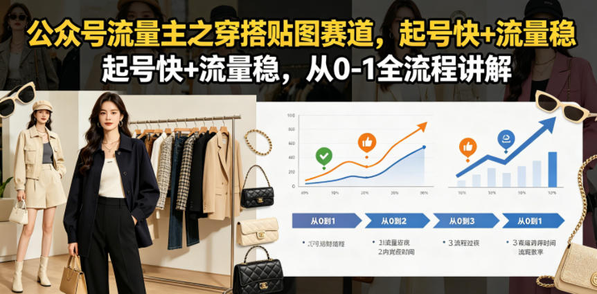 公众号流量主之穿搭贴图赛道，起号快+流量稳，从0-1全流程讲解-翌晨科技网