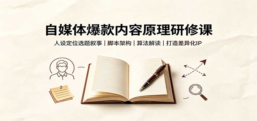 自媒体爆款内容原理研修课：人设定位选题叙事，脚本架构，算法解读打造差异化IP-翌晨科技网