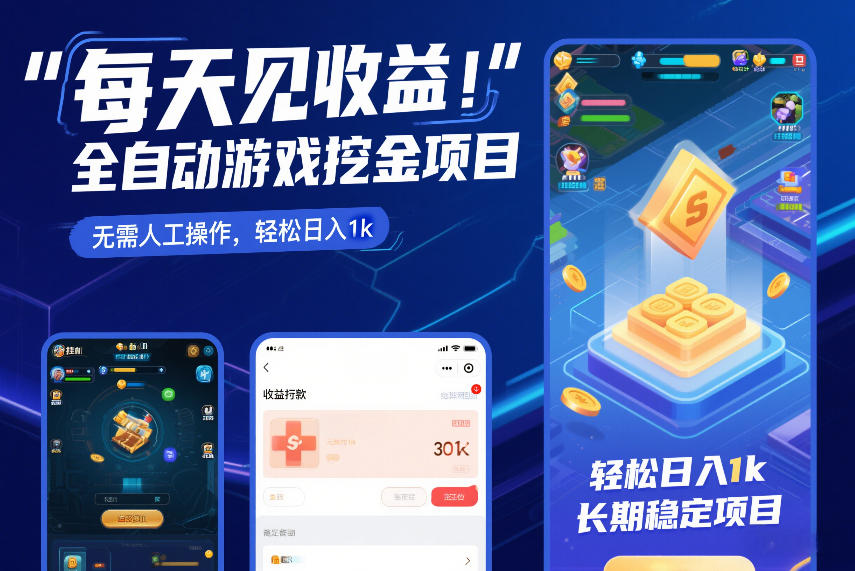 每天见收益，全自动游戏挖金项目，无需人工操作，轻松日入1k，长期稳定项目【揭秘】-翌晨科技网