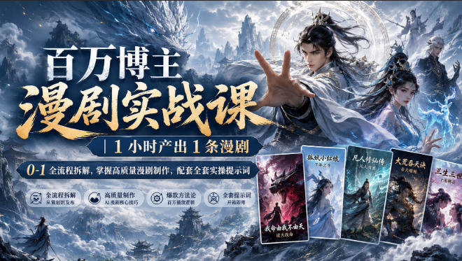 百万博主漫剧实战课｜1小时产出1条漫剧，0‑1全流程拆解，掌握高质量漫剧制作，配套全套实操提示词-翌晨科技网