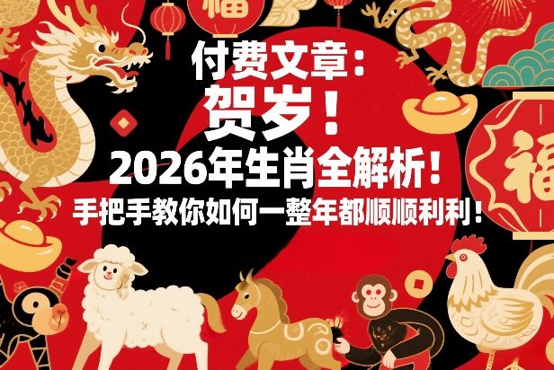付费文章：贺岁！2026年生肖全解析！手把手教你如何一整年都顺顺利利！-翌晨科技网