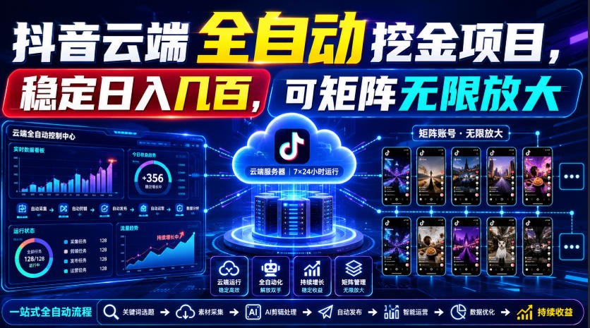 Dy云端全自动挖金项目，稳定日入几百，可矩阵无限放大！-翌晨科技网