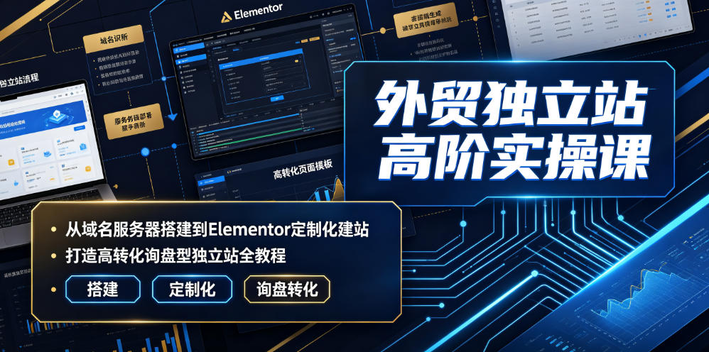 外贸独立站高阶实操课｜从域名服务器搭建到Elementor定制化建站，打造高转化询盘型独立站全教程-翌晨科技网