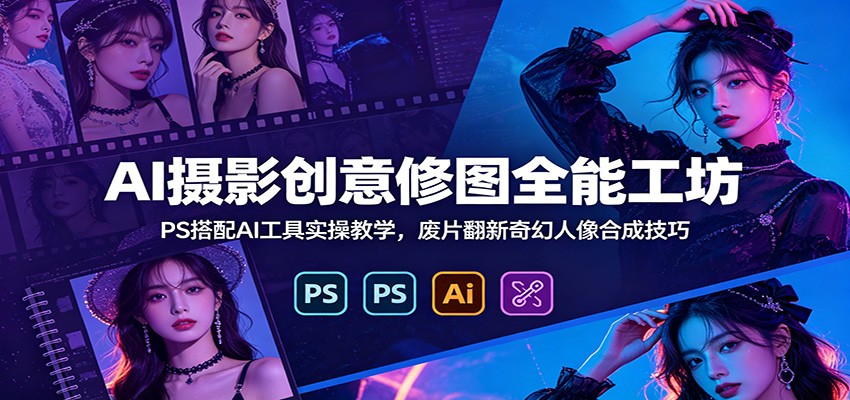 AI摄影创意修图全能工坊：PS搭配AI工具实操教学，废片翻新奇幻人像合成技巧-翌晨科技网