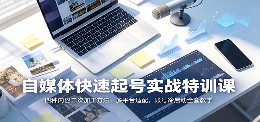 自媒体快速起号实战特训课：四种内容二次加工方法，多平台适配，账号冷启动全套教学-翌晨科技网