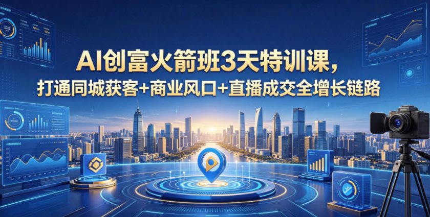 AI创富火箭班3天特训课，打通同城获客+商业风口+直播成交全增长链路，2026年4月新课-翌晨科技网